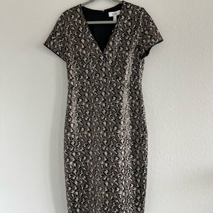 Badgley Mischka animal print sequin dress